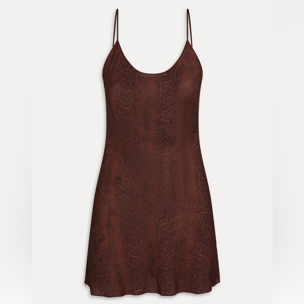 Réalisation Par Brown Snake-Print Mini Slip Dress